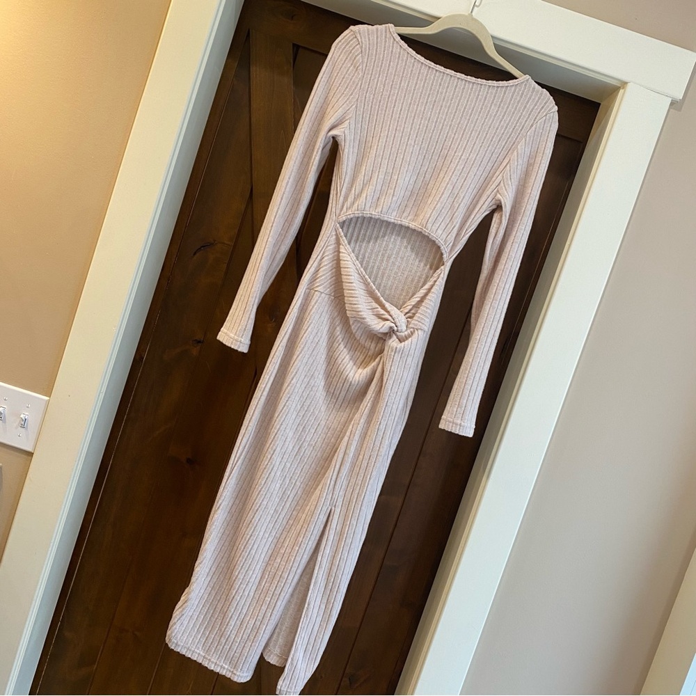 SHEIN Elegant Cream Knit Sweater Dress. Size Medium